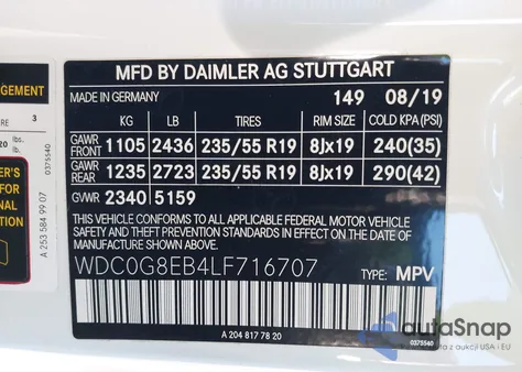 2020 Mercedes-Benz Glc 300 4Matic z USA, uszkodzony, nr VIN WDC0G8EB4LF716707